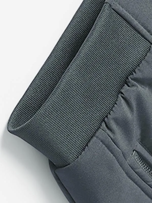 Men's Solid Color Funnel Neck Zip Up Thermal Lined Fleece Jacket, Regular Fit Casual Long Sleeve Zip Front Outerwear for Fall & Winter, Men's Clothes for Daily Wear