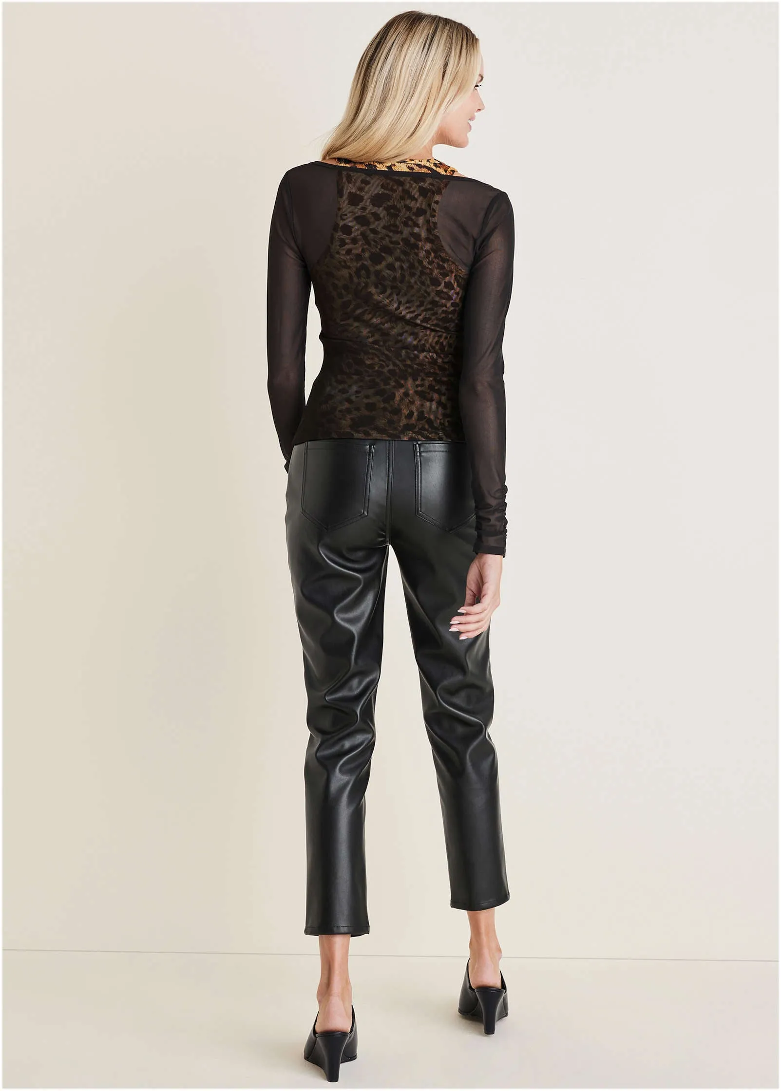 Mesh Overlay Top - Vintage Leopard