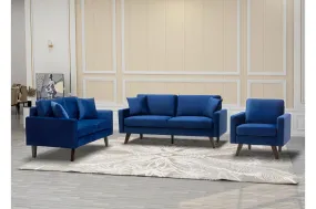 Modern Style Blue Velvet Living Set