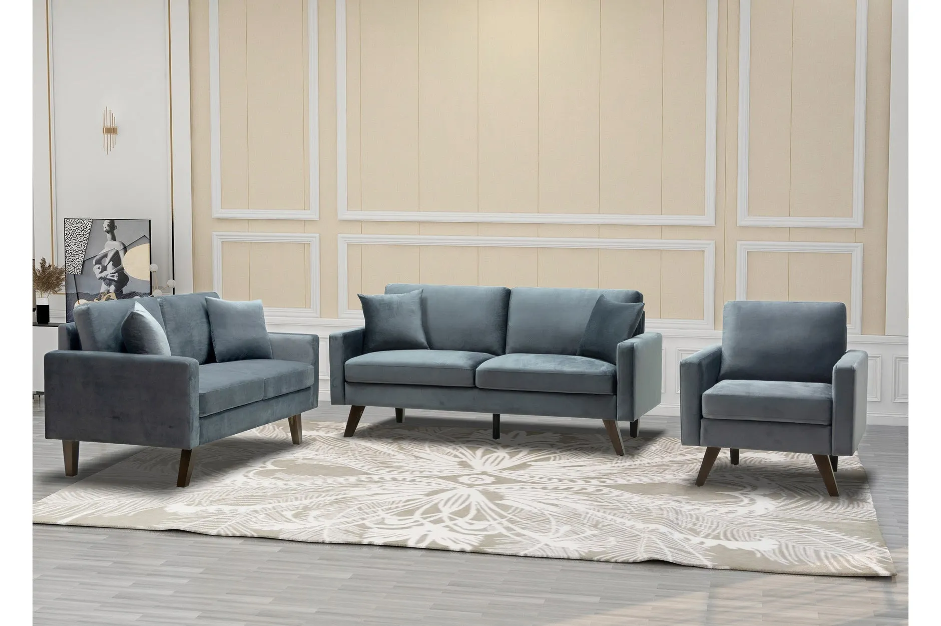 Modern Style Grey Velvet Accent Chair