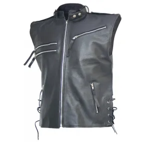 Motorcycle Rider Zipper Leather Vest