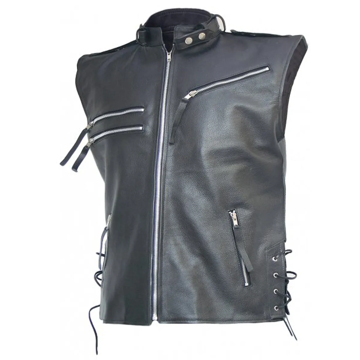 Motorcycle Rider Zipper Leather Vest
