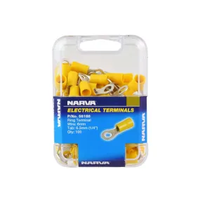 Narva 6.3mm Ring Terminal Yellow (100 Pack) - 56188