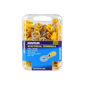 Narva 9.5mm Ring Terminal Yellow (100 Pack) - 56192