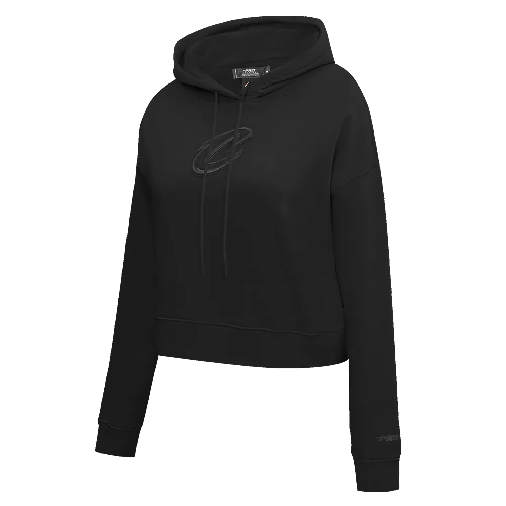 NBA CLEVELAND CAVALIERS NEUTRAL WOMEN'S CROPPED PO HOODIE (BLACK)