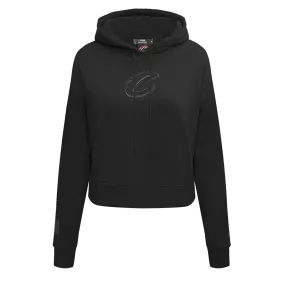 NBA CLEVELAND CAVALIERS NEUTRAL WOMEN'S CROPPED PO HOODIE (BLACK)