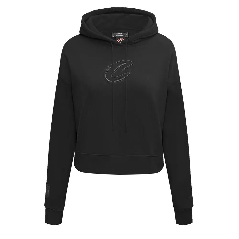 NBA CLEVELAND CAVALIERS NEUTRAL WOMEN'S CROPPED PO HOODIE (BLACK)