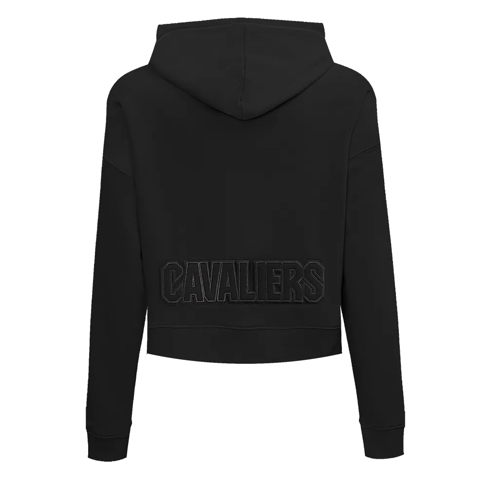 NBA CLEVELAND CAVALIERS NEUTRAL WOMEN'S CROPPED PO HOODIE (BLACK)