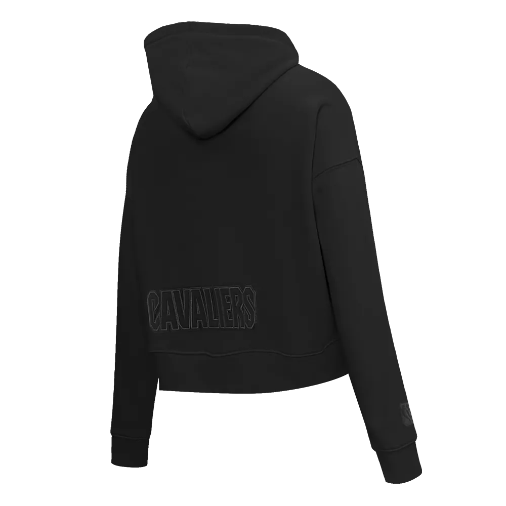 NBA CLEVELAND CAVALIERS NEUTRAL WOMEN'S CROPPED PO HOODIE (BLACK)