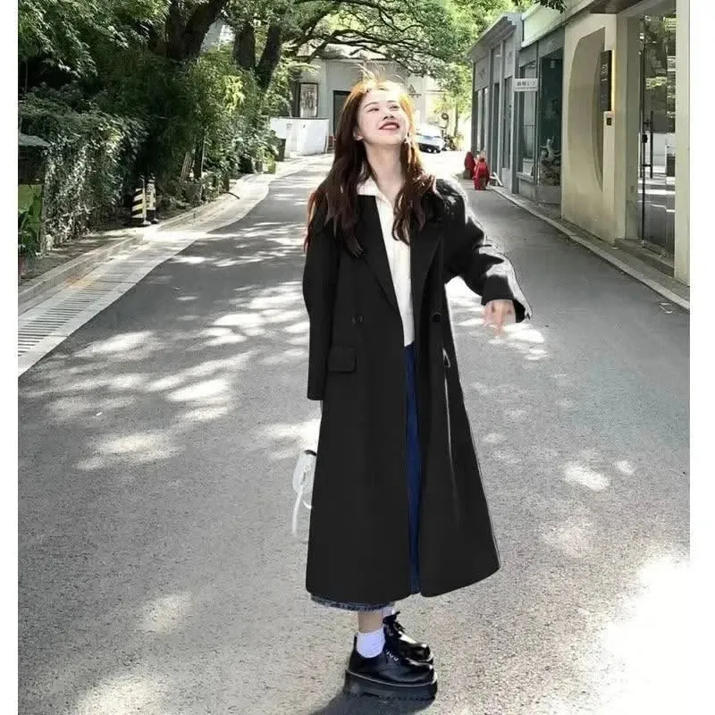 New Autumn/Winter Medium-Length Woolen Coat – Women’s Purple Korean Style Overcoat