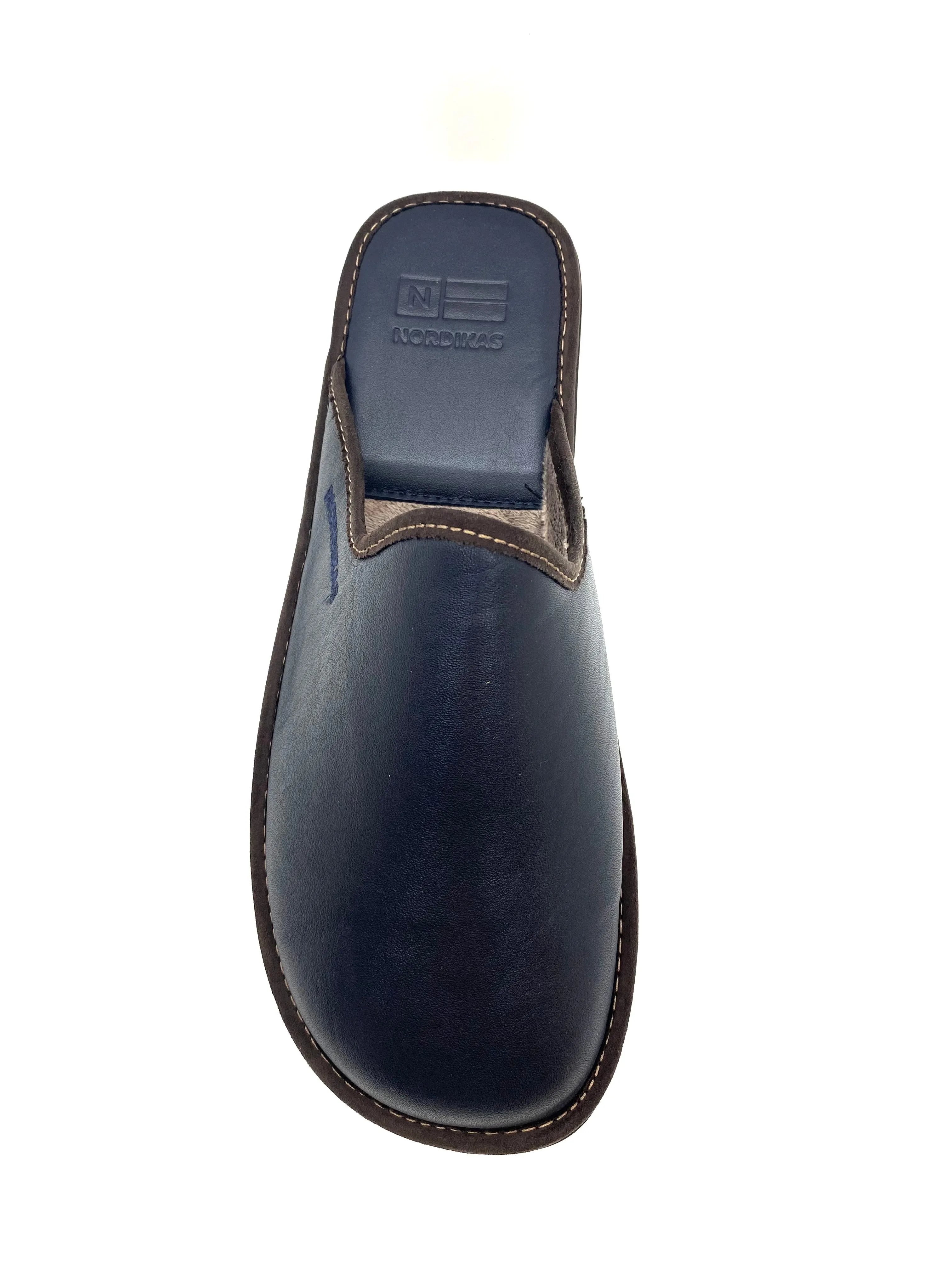 Nordikas Men's Backless Leather House Shoe