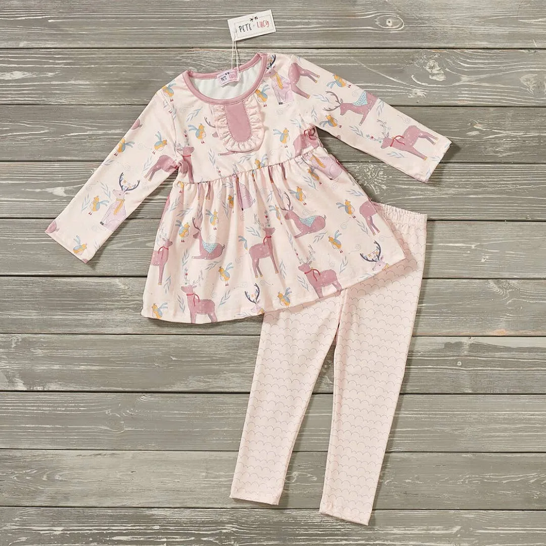 Northern Winter Pink Holiday 2 Piece Pant Set by PETE   LUCY Girls