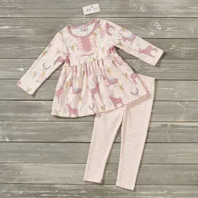 Northern Winter Pink Holiday 2 Piece Pant Set by PETE   LUCY Girls
