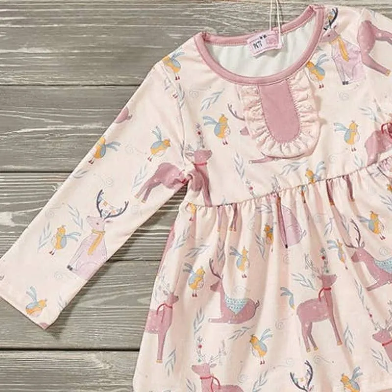 Northern Winter Pink Holiday 2 Piece Pant Set by PETE   LUCY Girls