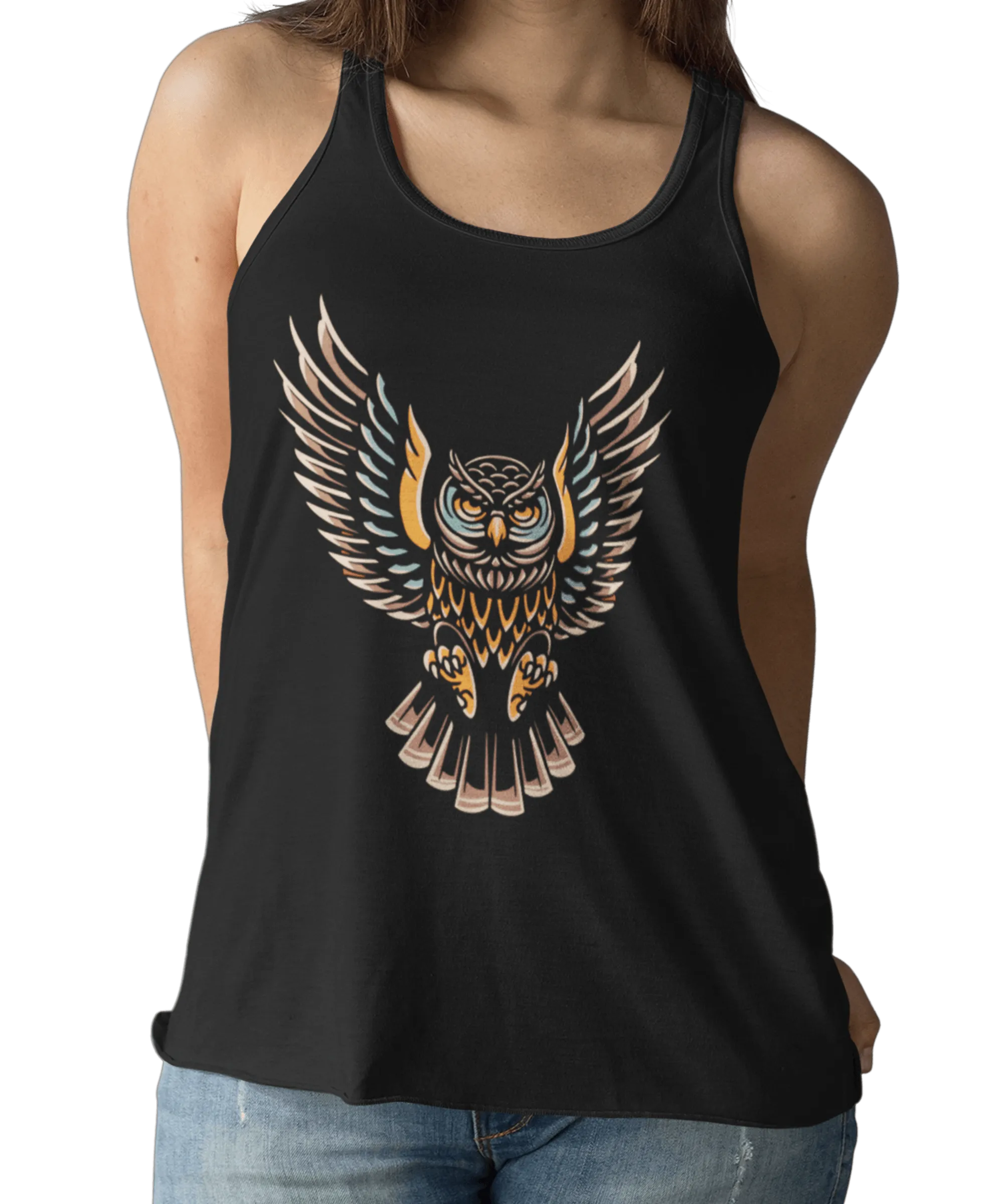 Owl Tattoo Design Adult Womens Vest Top