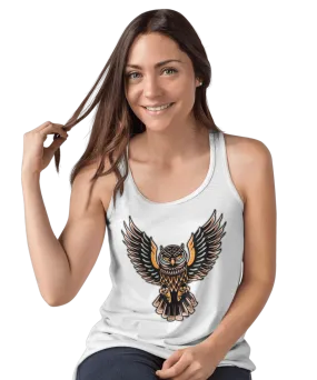 Owl Tattoo Design Adult Womens Vest Top