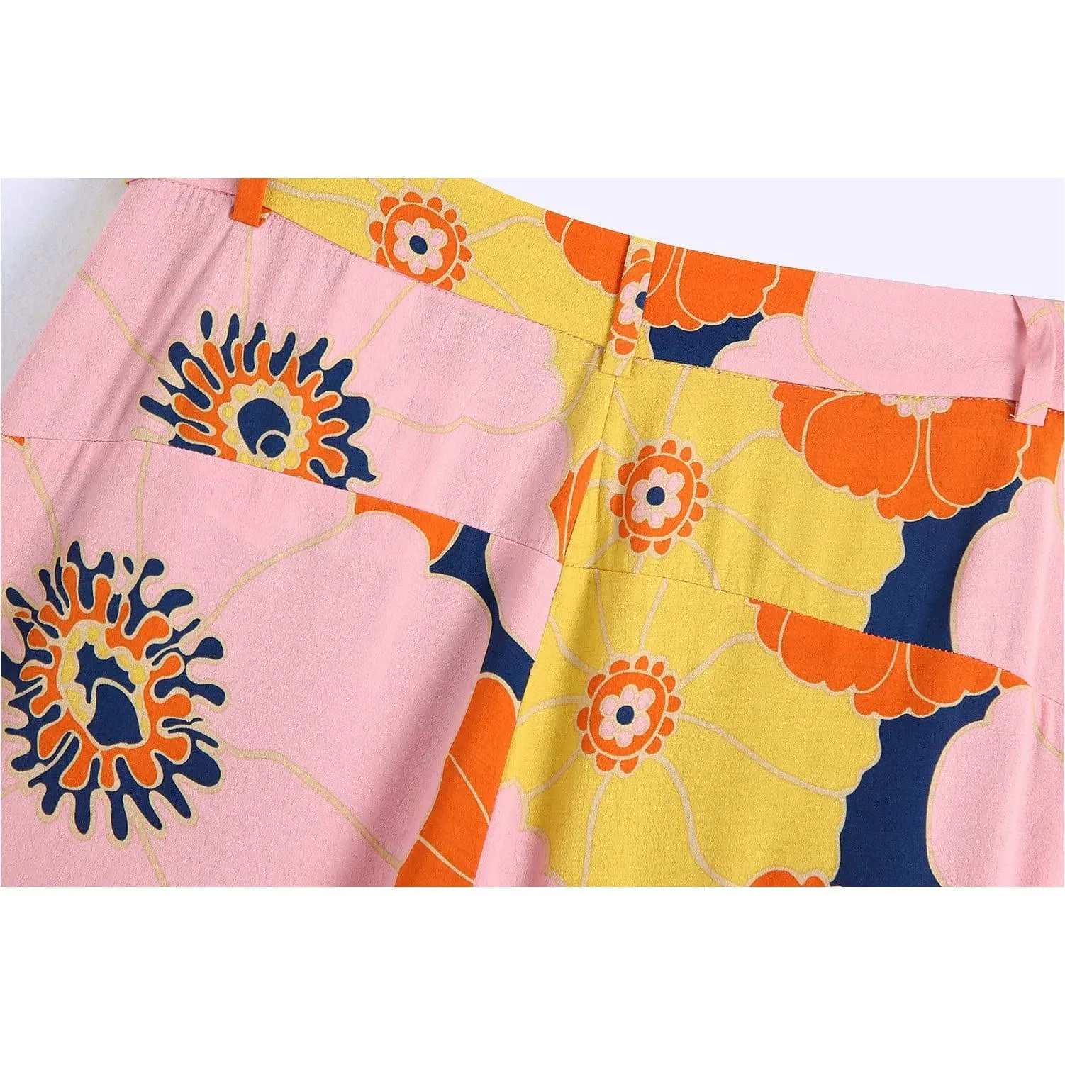 PINK FLORAL HIGH WAIST PANTS