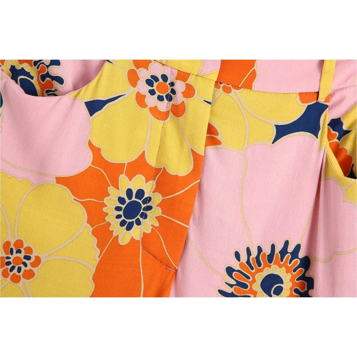 PINK FLORAL HIGH WAIST PANTS