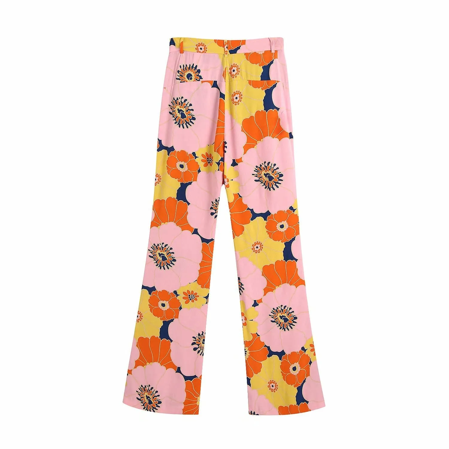 PINK FLORAL HIGH WAIST PANTS