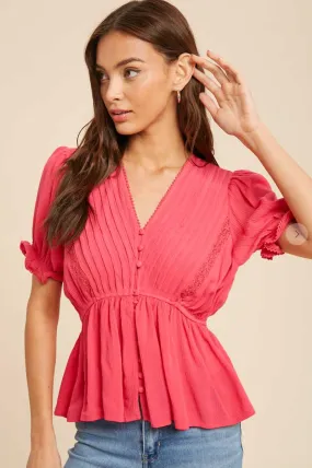 Pintuck VNeck Blouse