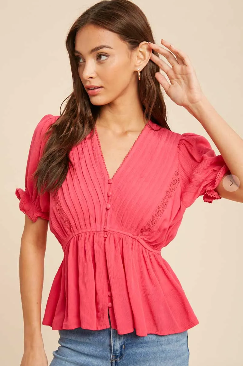 Pintuck VNeck Blouse