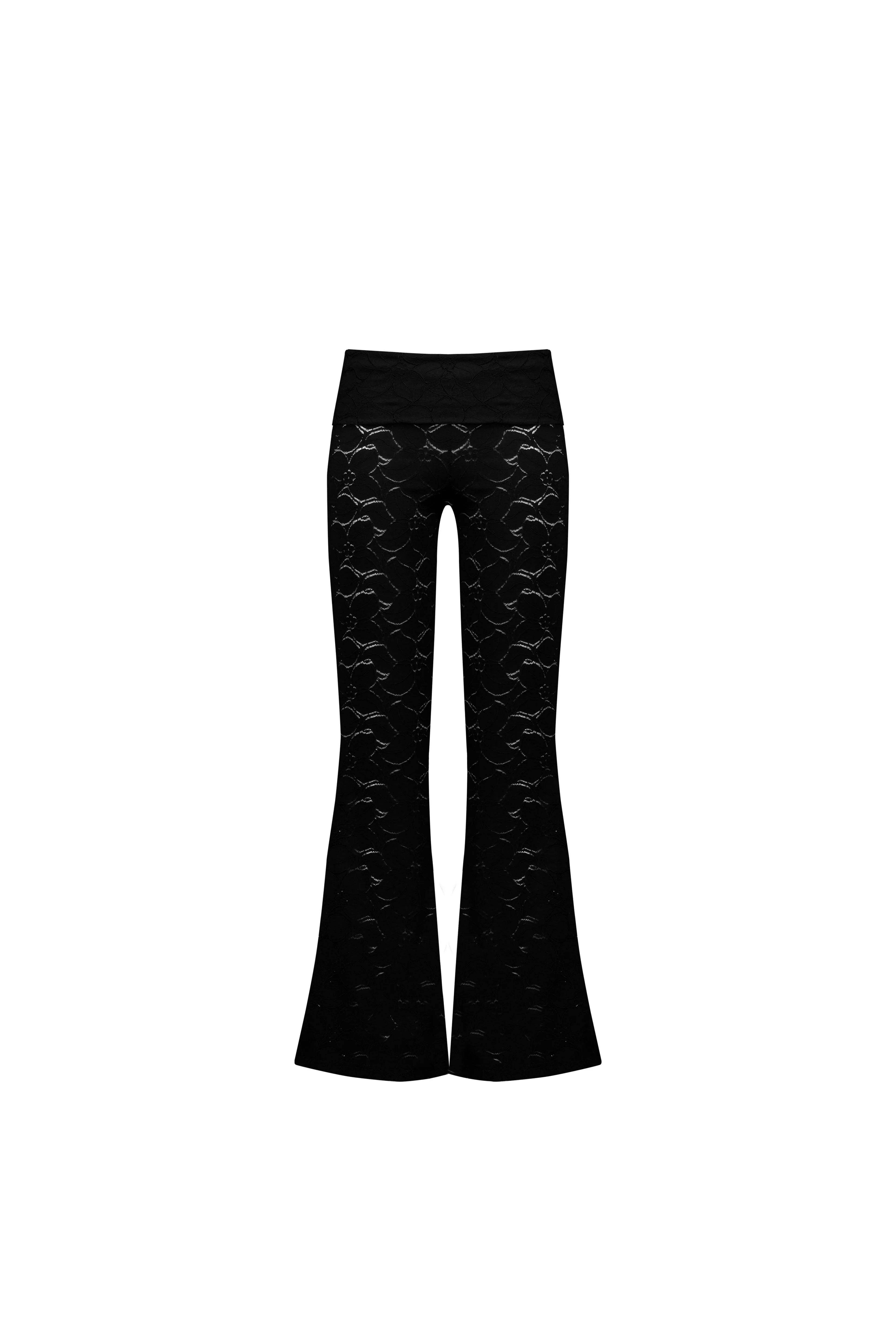 [POKOFOSCA] SS 25 FOLDOVER-WAIST FLARED PANTS (BLACK)