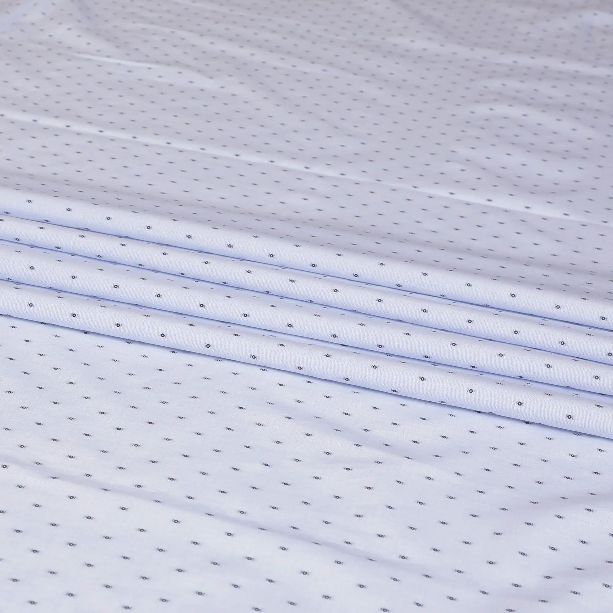 Powder blue 100% cotton shirting fabric with dark navy blue jacquard in dot design-D7285
