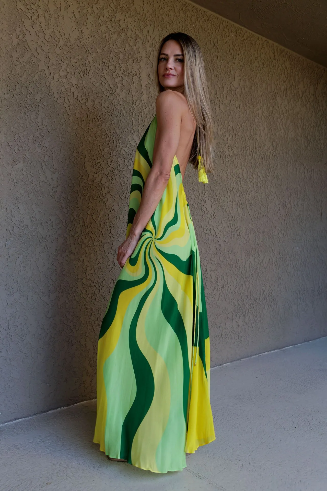 Printed Green Maxi Dress