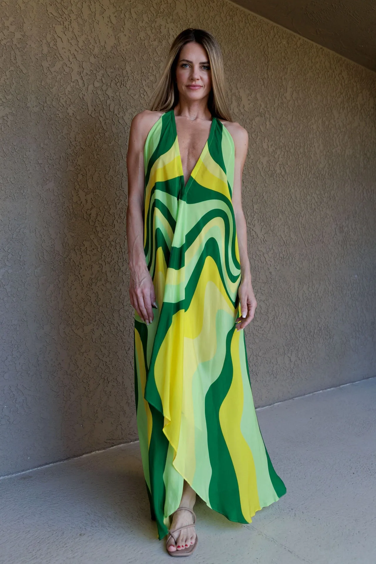 Printed Green Maxi Dress
