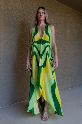 Printed Green Maxi Dress