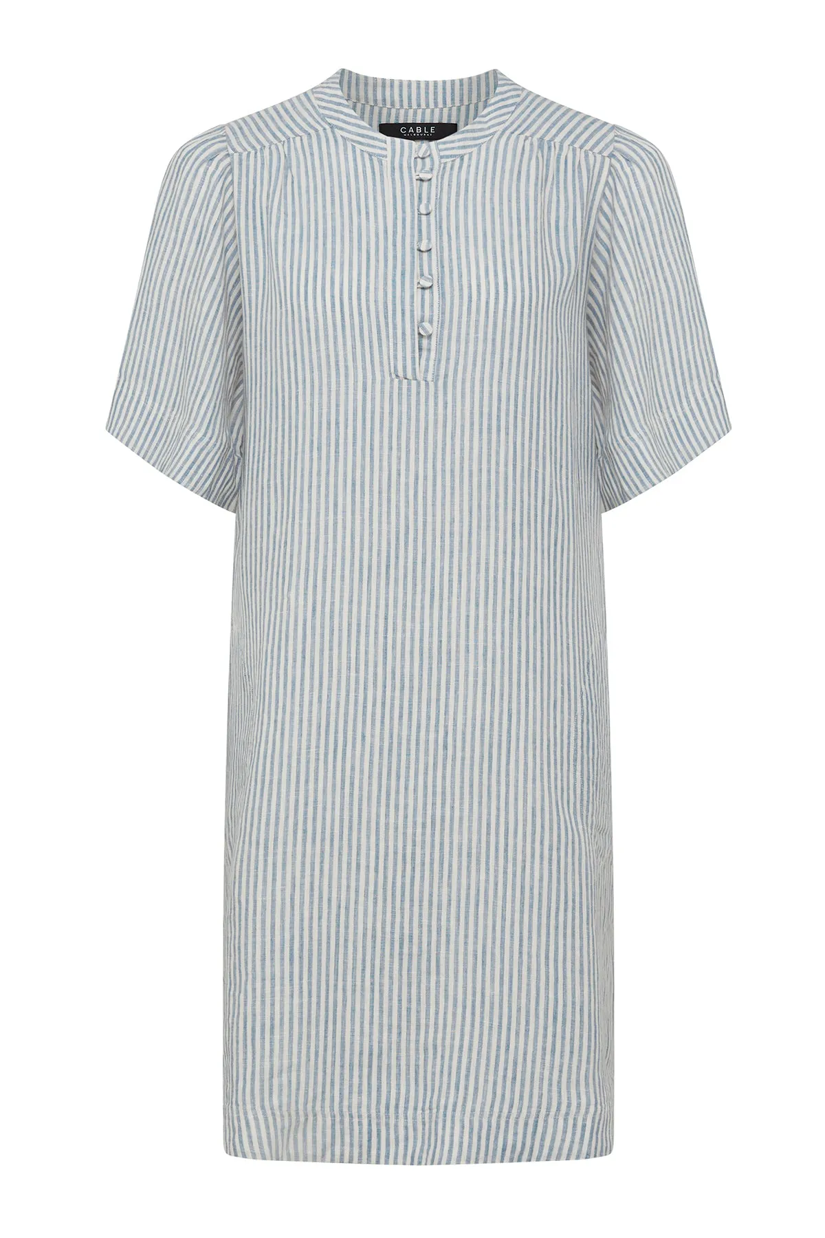 Pure Linen Dress - Blue Stripe