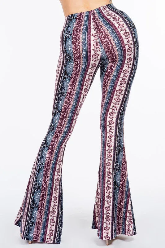 Purple Sunset Paisley Flared Legging Pants