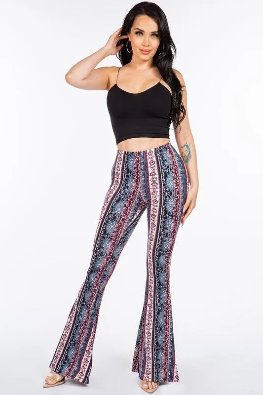 Purple Sunset Paisley Flared Legging Pants