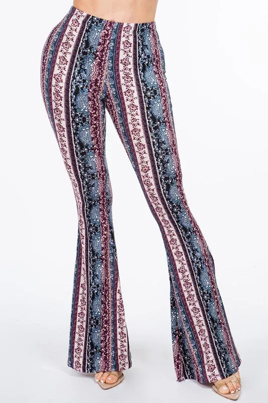 Purple Sunset Paisley Flared Legging Pants