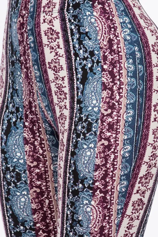 Purple Sunset Paisley Flared Legging Pants