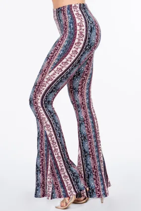 Purple Sunset Paisley Flared Legging Pants