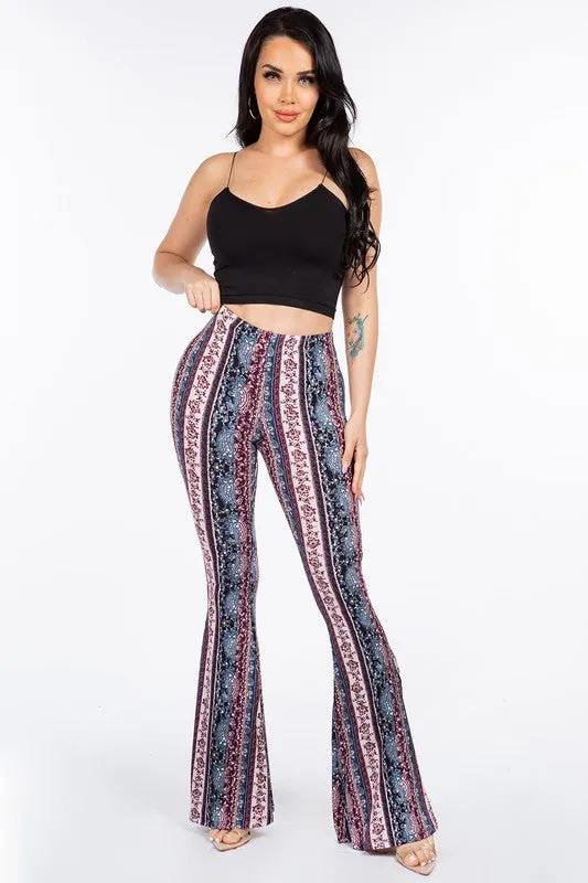 Purple Sunset Paisley Flared Legging Pants