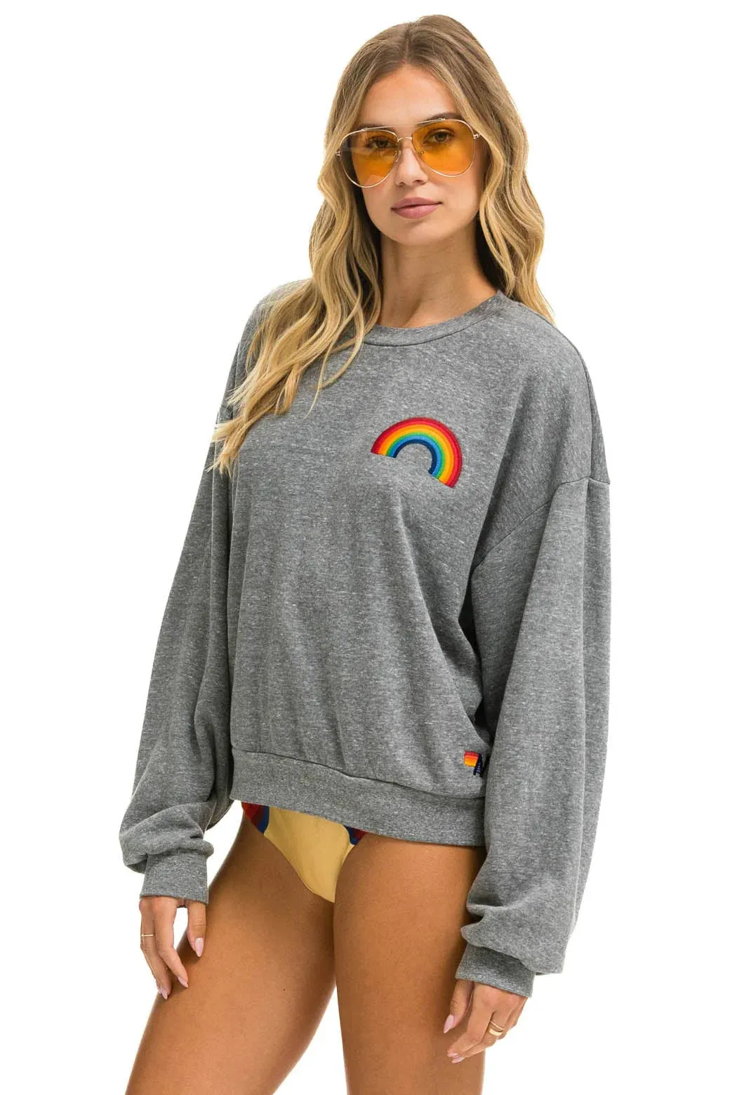 Rainbow Embroidery Relaxed Crew Sweatshirt