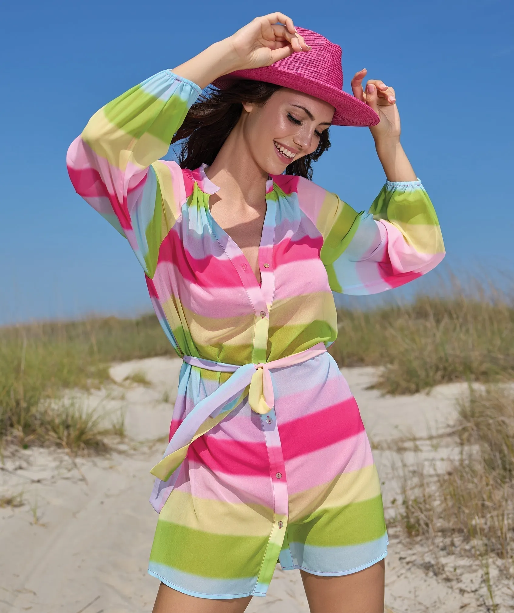 Rainbow Stripe Beach Dress