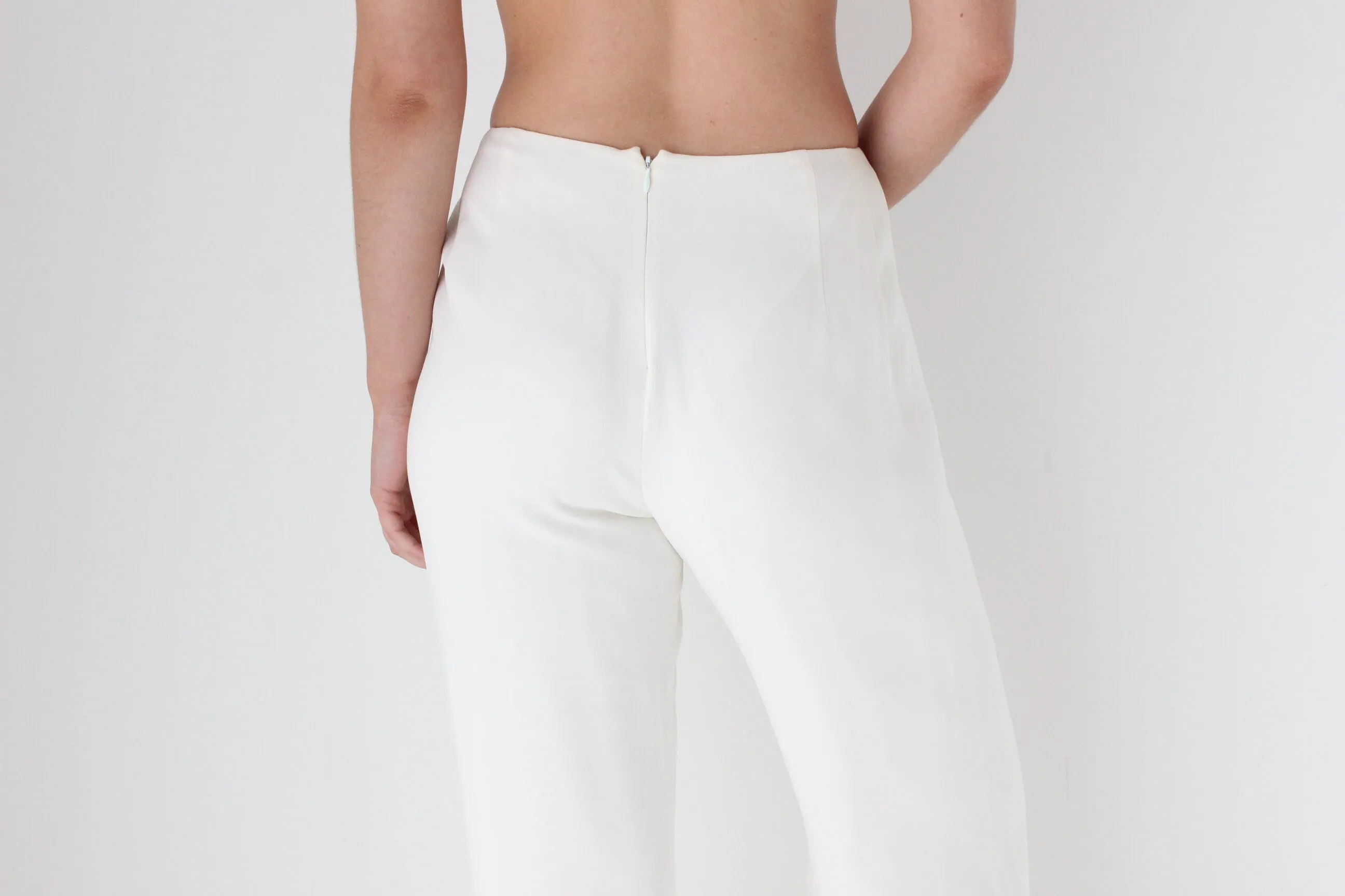 Ralph Lauren Ivory Silk Wide Leg Bridal Pants