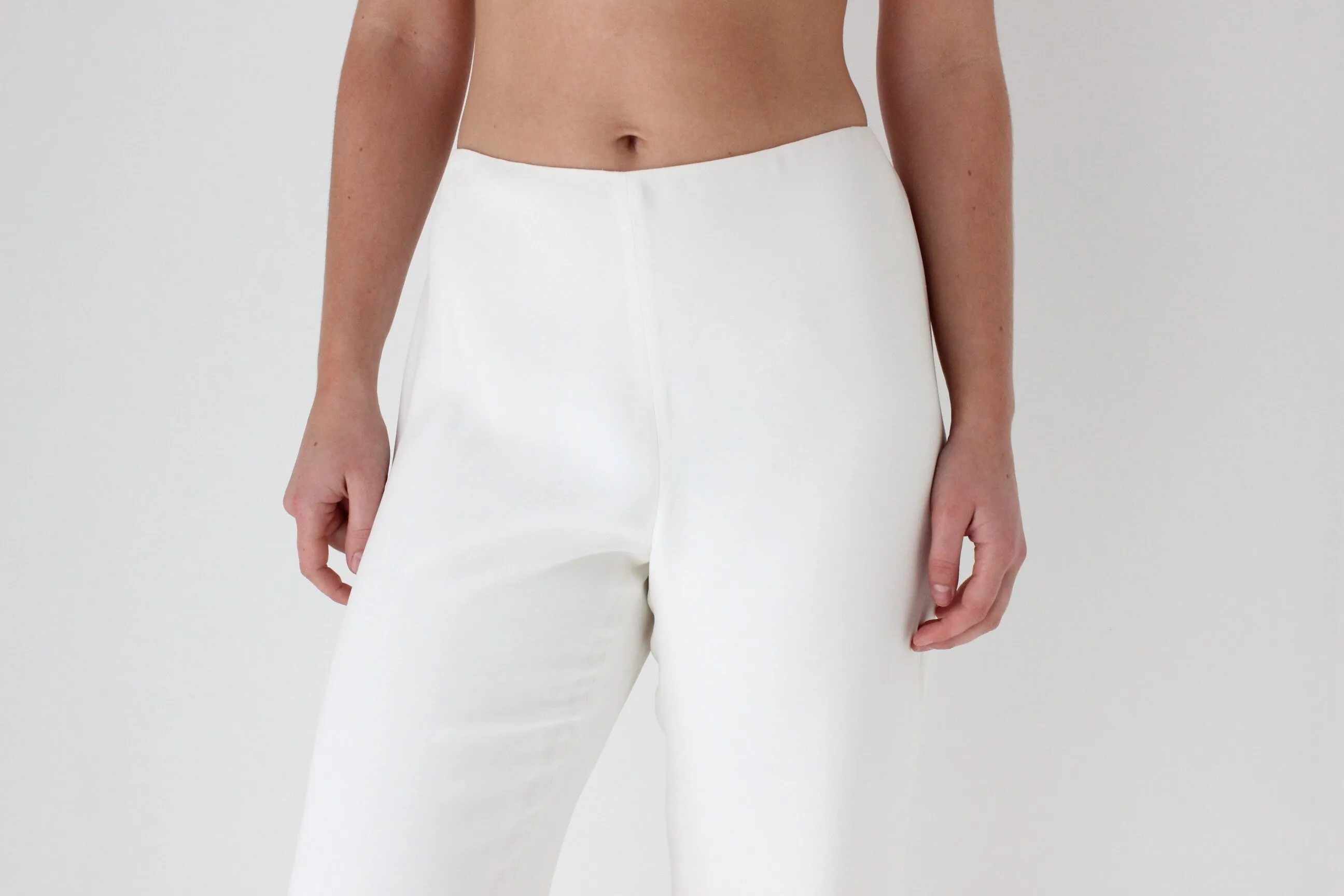 Ralph Lauren Ivory Silk Wide Leg Bridal Pants