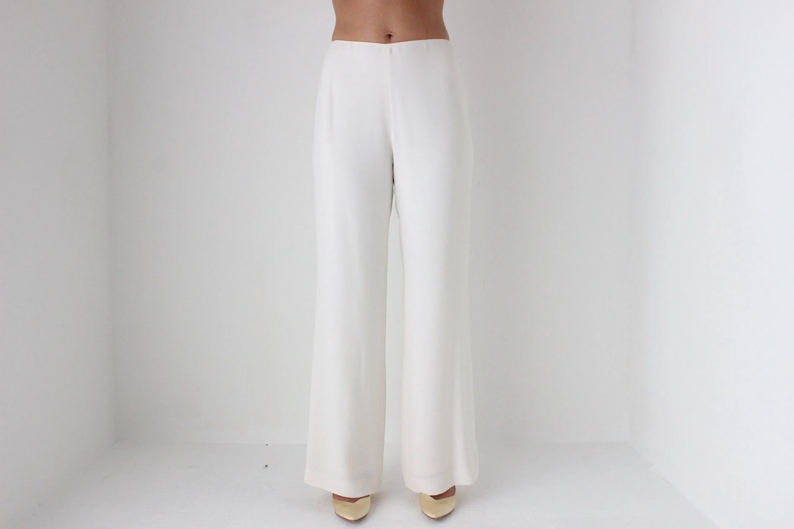 Ralph Lauren Ivory Silk Wide Leg Bridal Pants