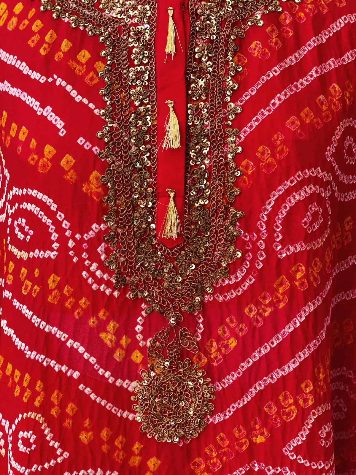 Red bandhani indowestern dress