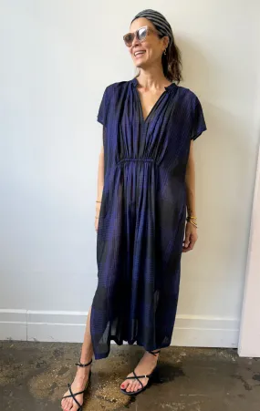 Sheer Plaid rouche caftan