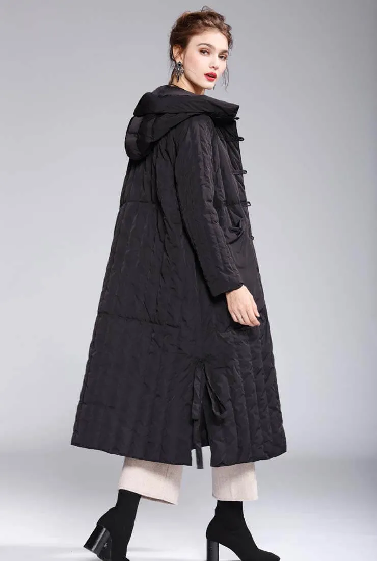 Solid Color Single-breasted Hooded Puffer Coat