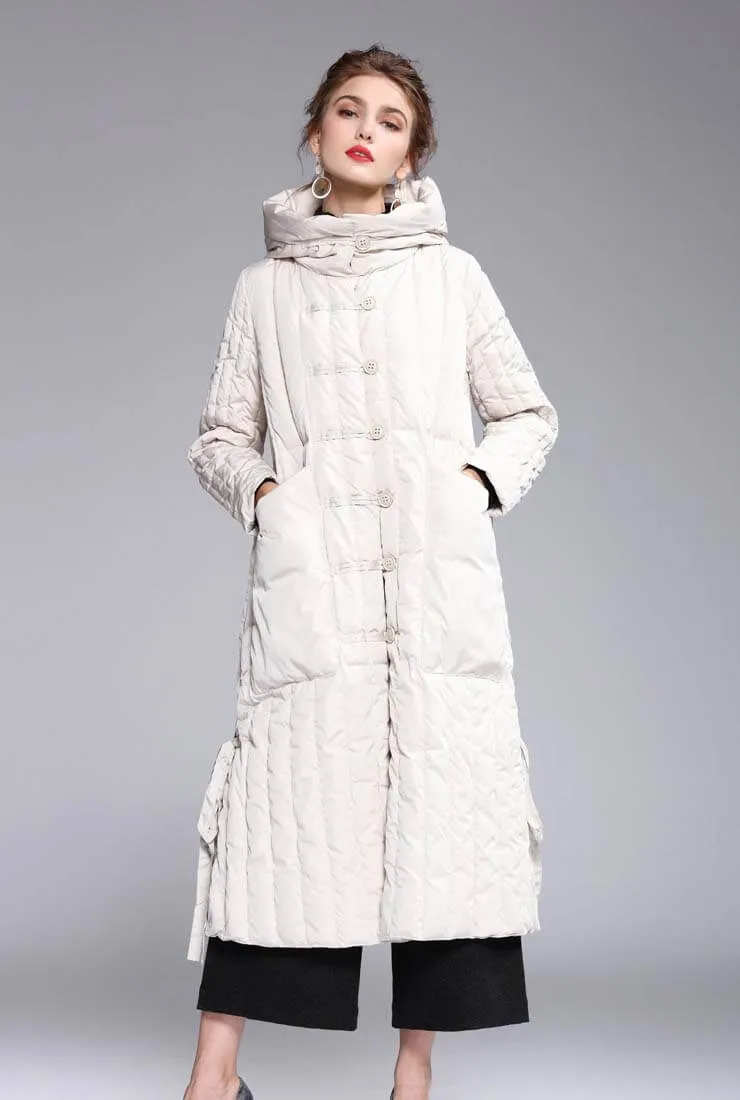 Solid Color Single-breasted Hooded Puffer Coat
