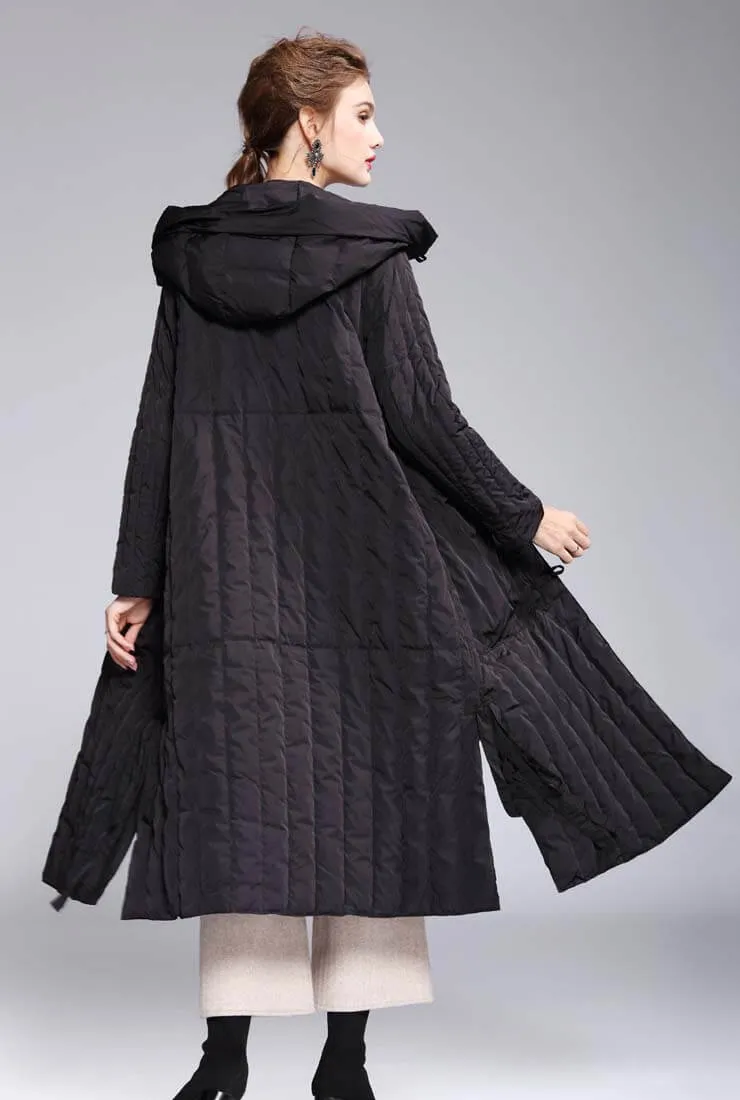 Solid Color Single-breasted Hooded Puffer Coat