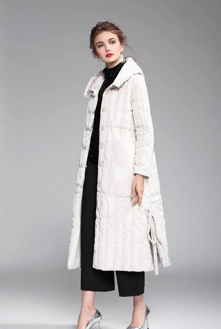 Solid Color Single-breasted Hooded Puffer Coat