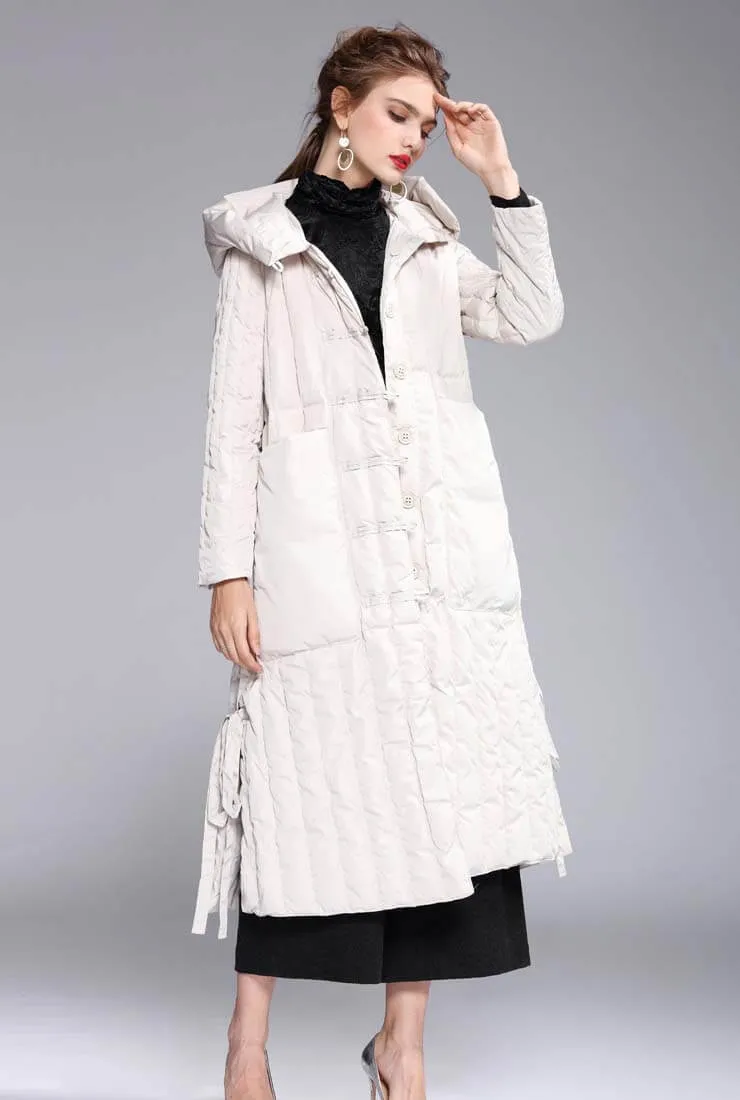 Solid Color Single-breasted Hooded Puffer Coat