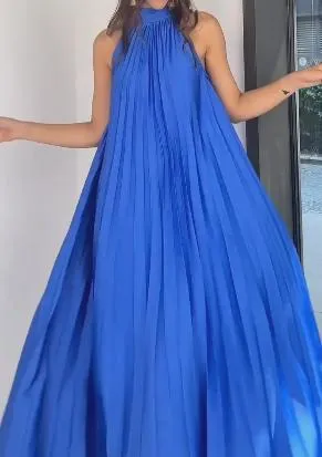 Solid Color Sleeveless Dress